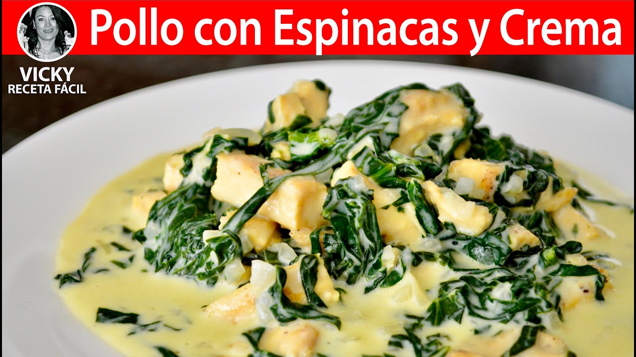 Deliciosa comida con espinaca y pollo