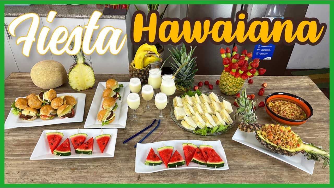 Deliciosos aperitivos de comida para una fiesta hawaiana